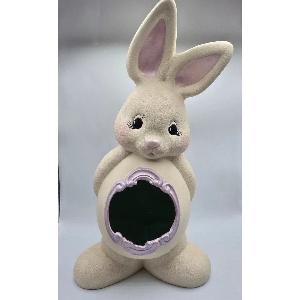 Vintage Hand Painted Ceramic‎ Easter Bunny Rabbit Figurine 90s Cute Cottage 15